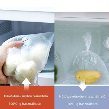 Erősített élelmiszer-minőségű háztartási műanyag zacskók, frissesség megőrzésére, közepes és nagy méretben, kereskedelmi használatra, tekercses zacskók