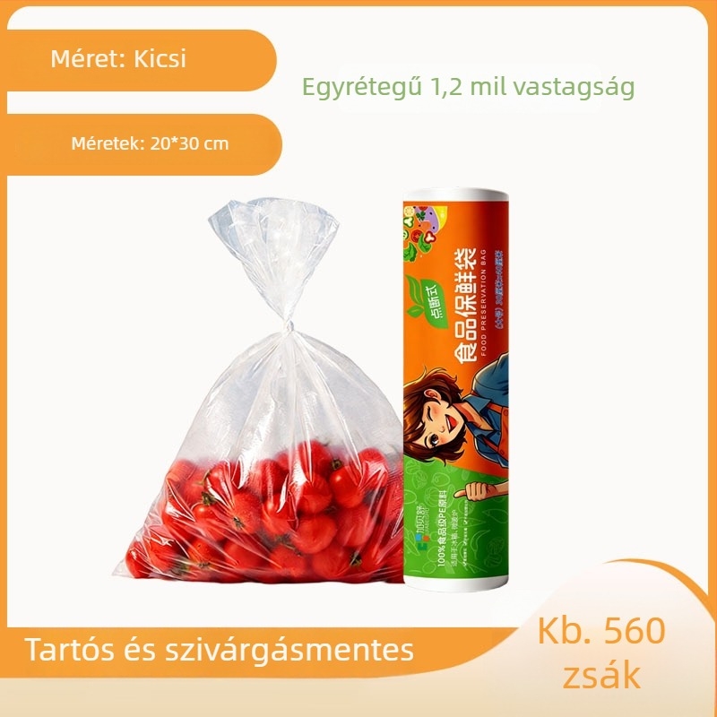 Erősített élelmiszer-minőségű háztartási műanyag zacskók, frissesség megőrzésére, közepes és nagy méretben, kereskedelmi használatra, tekercses zacskók