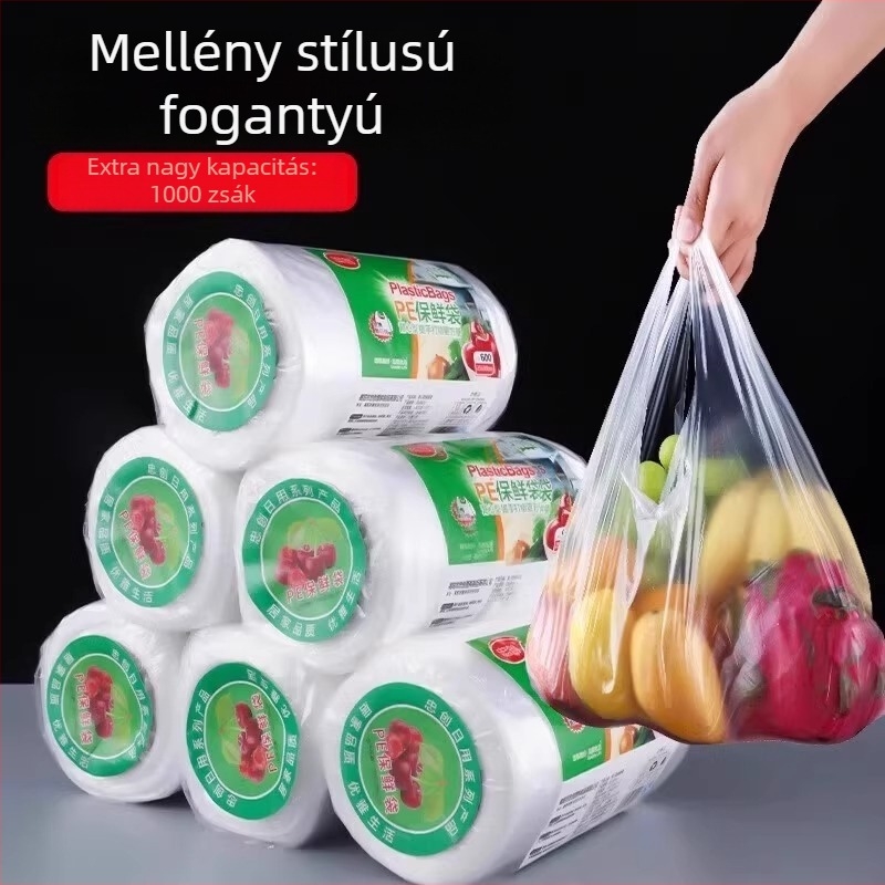 Egyszer használatos élelmiszer-minőségű mellény-stílusú frissességmegőrző zacskók, vastagabb konyhai zacskók, több méretben