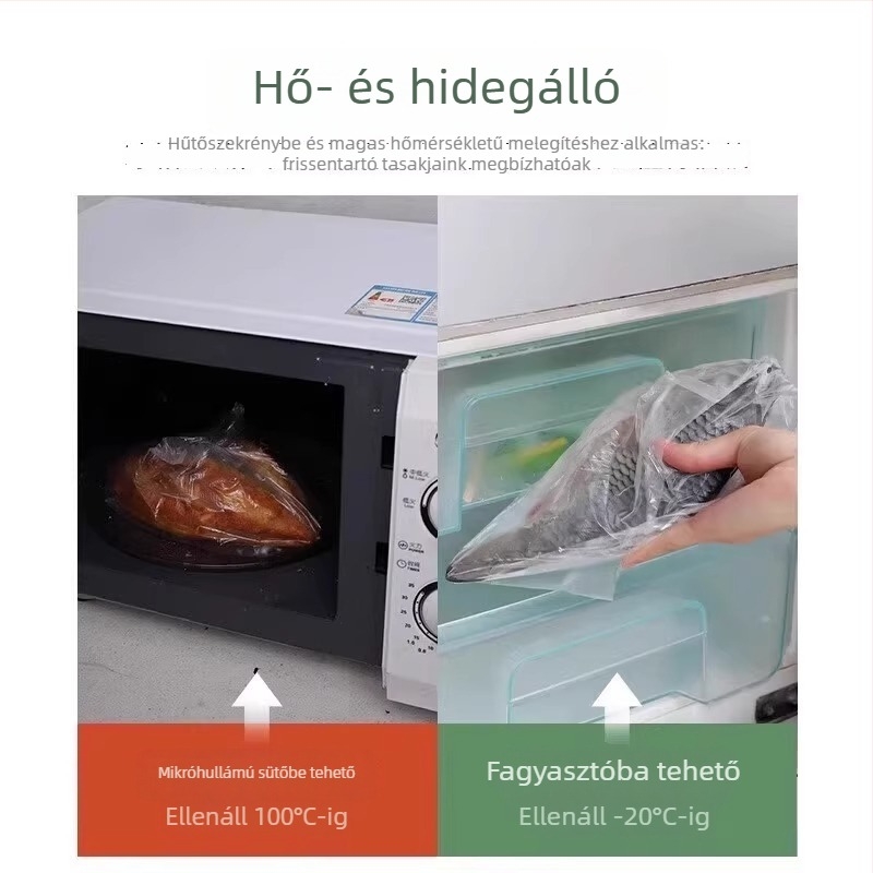Egyszer használatos élelmiszer-minőségű mellény-stílusú frissességmegőrző zacskók, vastagabb konyhai zacskók, több méretben