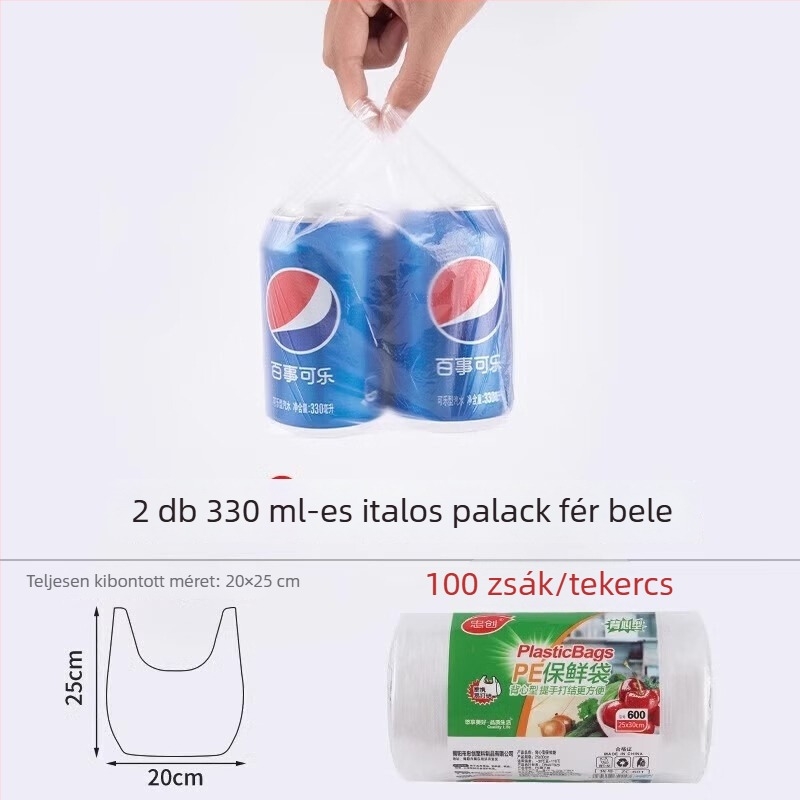 Egyszer használatos élelmiszer-minőségű mellény-stílusú frissességmegőrző zacskók, vastagabb konyhai zacskók, több méretben