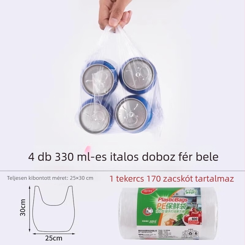 Egyszer használatos élelmiszer-minőségű mellény-stílusú frissességmegőrző zacskók, vastagabb konyhai zacskók, több méretben