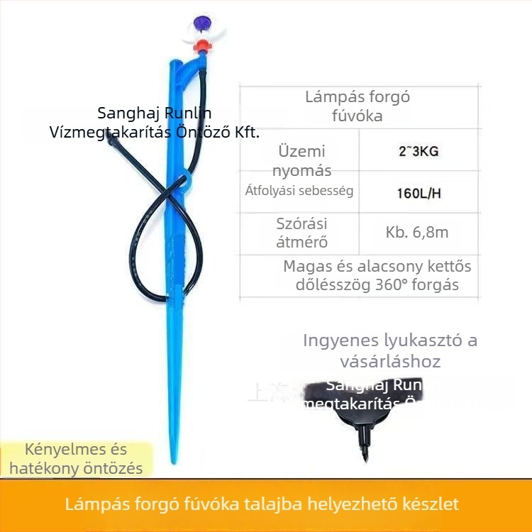 Földön szerelt mikropermetező készlet 360°-os forgófejjel, öntözés kertben és üvegházban, csepegtető öntözési készlet gyümölcsfákra és gyepre