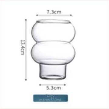 Boroszilikát üveg desszert pohár tök alakú, 500–600 ml, minimalist, átlátszó, mousse-hoz és fagylalthoz