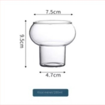 Boroszilikát üveg desszert pohár tök alakú, 500–600 ml, minimalist, átlátszó, mousse-hoz és fagylalthoz