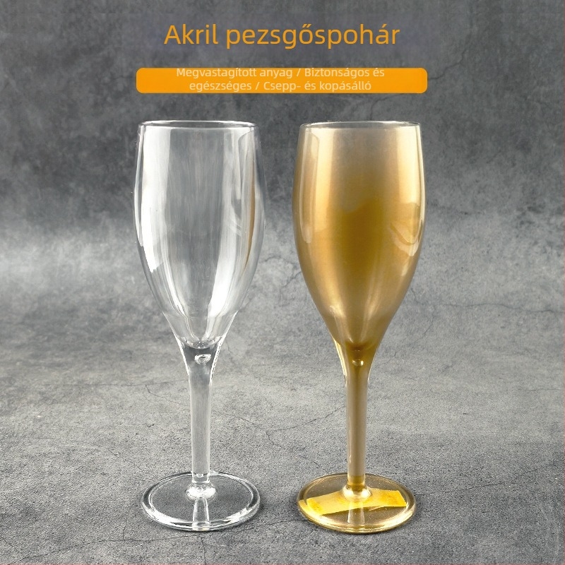 Akril vörösboros és pezsgő pohár, átlátszó műanyag, európai stílusú borospohár, kreatív bárpohár brandyhez
