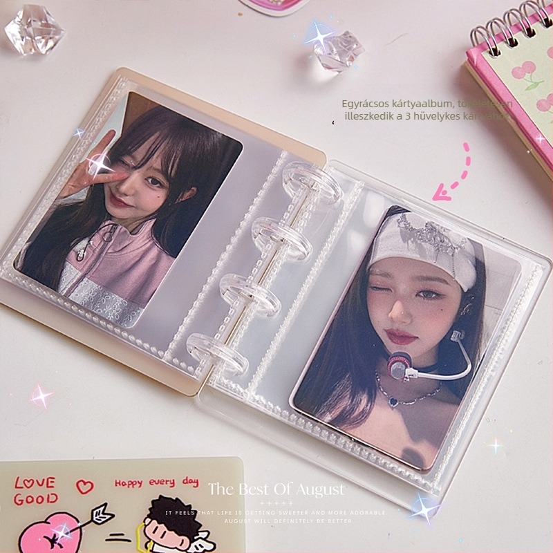 Akril kártyalbum idol fotók és Polaroidok számára, 3 hüvelykes rács oldalanként, leválasztható lapok