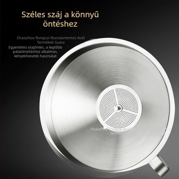 304 rozsdamentes acélból készült tömör tölcsér szűrővel, konyhai olaj- és boröntéshez, nagy és kicsi átmérővel