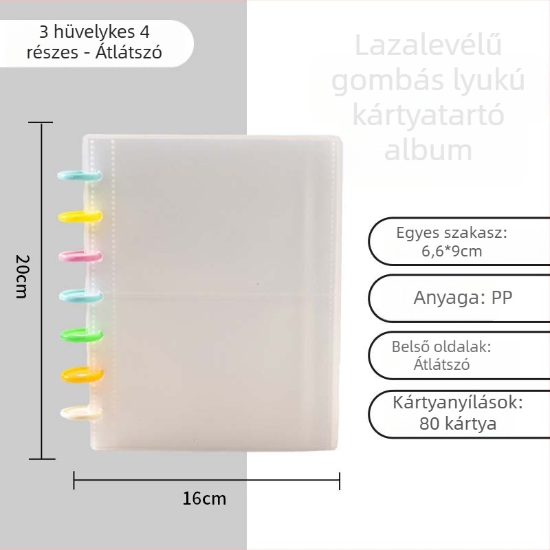 Gomba-gombos kártyatartó, lazító album, 3 hüvelykes négycellás formátum, 20 belső oldal fotókártyákhoz és idol gyűjteményekhez