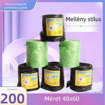Vastagított mellény-stílusú szemeteszsákok háztartási használatra, nagy kapacitású, fekete és színes, PE