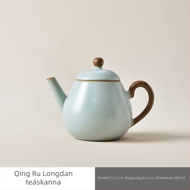 Ruyao teáskanna égkék repedéses mázzal Gongfu tea ünnepére, kompatibil Ruyao porcelánnal