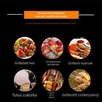 Egyszer használatos bambusznyársak grillhez és gyümölcsökhöz, 15-30 cm hosszúságú, 2,5-4 mm vastagságú