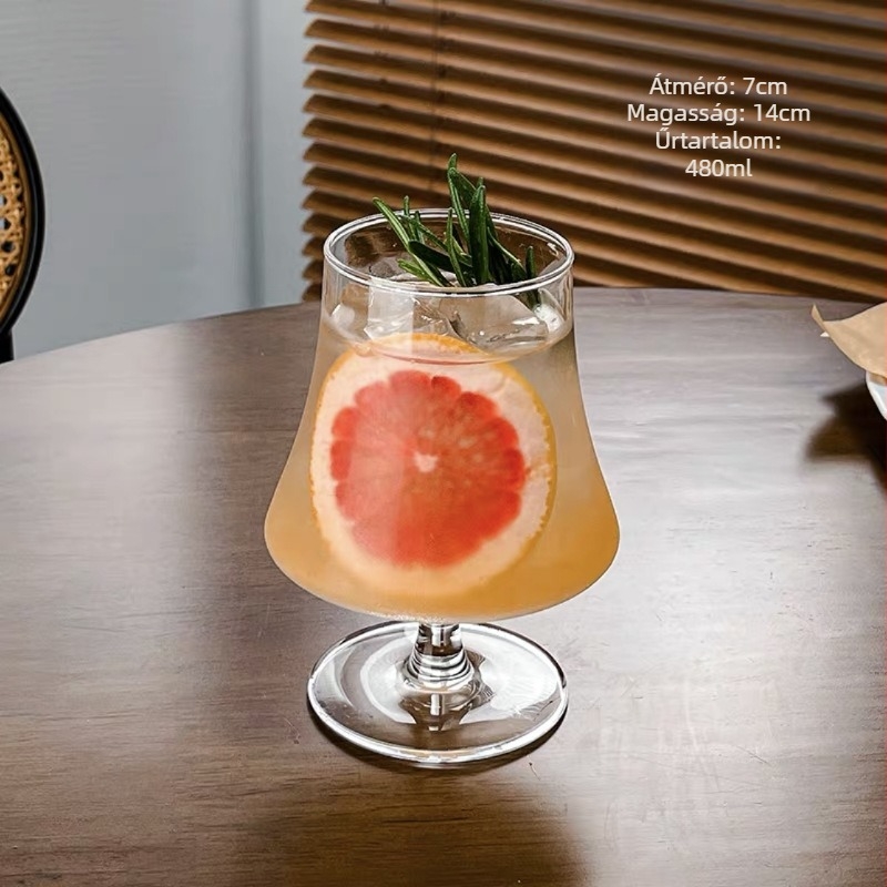 Magas üvegpohár kávéhoz és hideg italokhoz, 301-400 ml, szódavíz és koktélok, modern minimalist stílus
