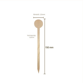 Fából készült kávékeverő pálcák kerek fejjel, két méretben: 152 mm és 180 mm, nagy fejű, különleges formájú, logó forró nyomtatással