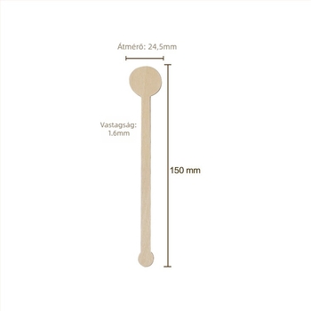 Fából készült kávékeverő pálcák kerek fejjel, két méretben: 152 mm és 180 mm, nagy fejű, különleges formájú, logó forró nyomtatással