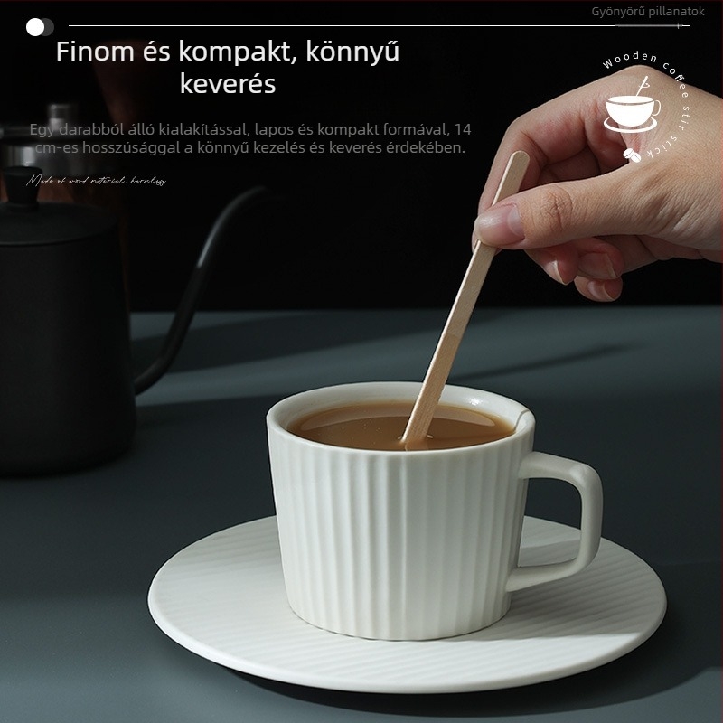 Fa egyszer használatos kávékeverő pálcák, 14 cm, egyenként csomagolva, 100 darabos csomag, kávéhoz és forró italokhoz