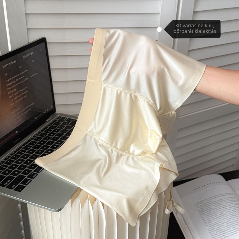 Varrás nélküli férfi alsónemű Ice Silk, 10A antibakteriális Mulberry-selyem bélés, középmagas derék, boxer briefs
