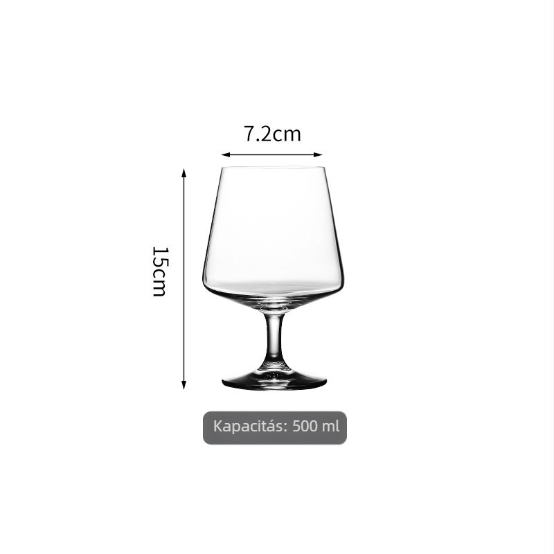Európai stílusú magas üvegpohár készlet vörösborhoz és brandy poharakkal, 6 vagy 2 darabos készlet