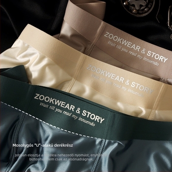 Férfiaknak szánt jégselyem szatén alsónemű, nyári lélegző boxer briefs