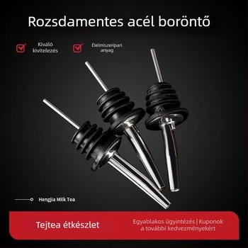 Rozsdamentes acél bor kiöntő gyors aerációval, kreatív dugó, vörösborhoz és szeszes italokhoz illeszkedő tömítőgyűrű, porvédő