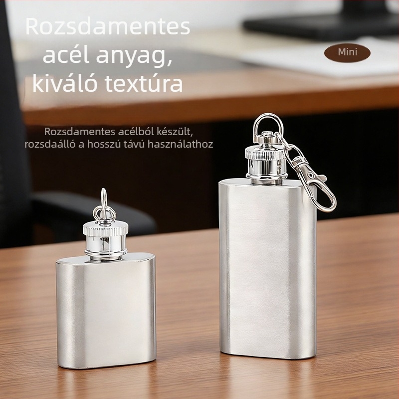 Rozsdamentes acél mini flaska, 1 uncia, hordozható kültéri használatra, retro stílus