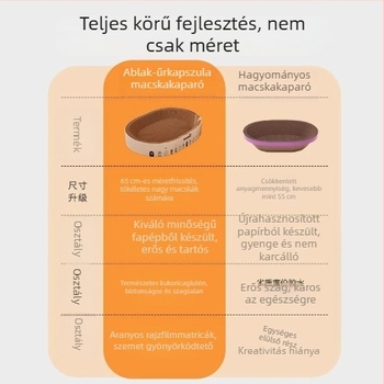 Integrált macska karmolódeszka és fészek, kör alakú, karcolás- és kopásálló, szöszmentes, hullámkartonból, macska játékok