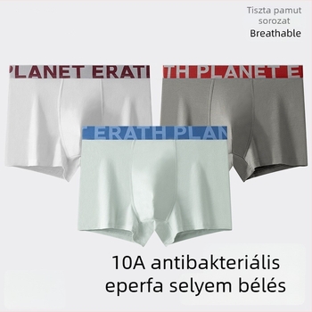A-kategóriás combed cotton férfi alsónadrág antibakteriális zónával, nagy méret, laza szabású boxer briefs divatos mintával