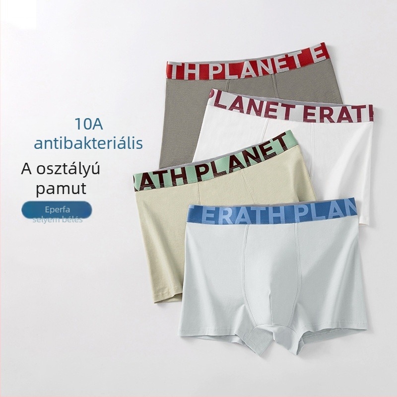 A-kategóriás combed cotton férfi alsónadrág antibakteriális zónával, nagy méret, laza szabású boxer briefs divatos mintával