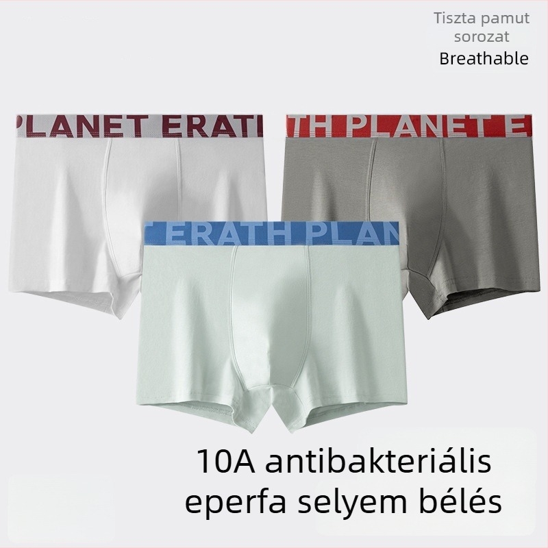 A-kategóriás combed cotton férfi alsónadrág antibakteriális zónával, nagy méret, laza szabású boxer briefs divatos mintával
