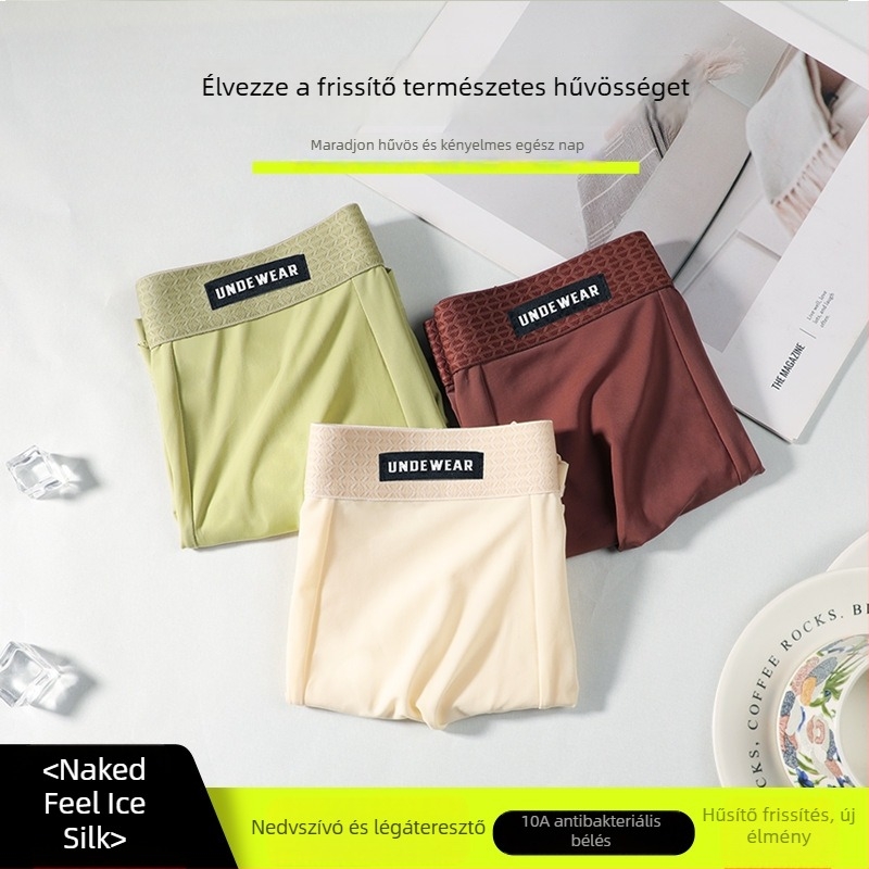 Prémium jég-selyem férfi boxeralsó, nyári modell, retro stílus, hűsítő, légáteresztő és kényelmes