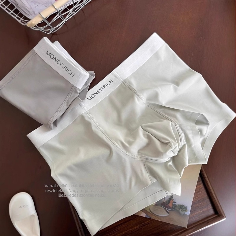 Prémium férfi boxer, hűsítő Ice Silk érzet, lélegző, gyorsan száradó anyag, antibakteriális bevonat, egyszínű boxer