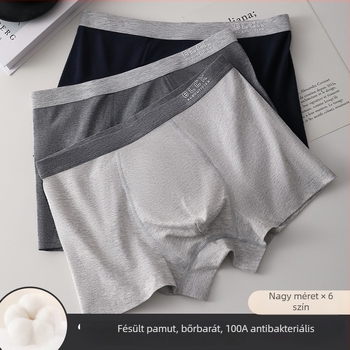 Férfi pamut boxer alsó grafénnel, középmagas derekú, lélegző, egyszínű