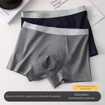 Férfi pamut boxer alsó grafénnel, középmagas derekú, lélegző, egyszínű