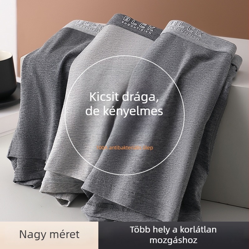 Férfi pamut boxer alsó grafénnel, középmagas derekú, lélegző, egyszínű