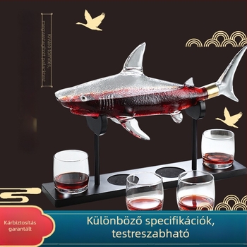 Cápa alakú üvegdékanter vörös- és fehérborhoz, ginzen infúziós üveg