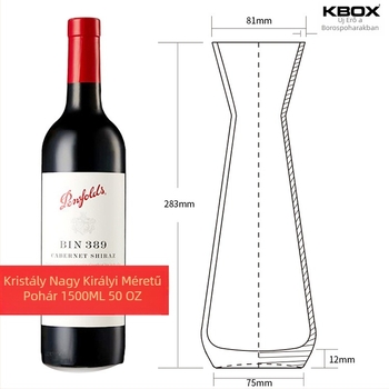 KBOX kristály dekanter logótestreszabással, bár italadagoló, 801–900 ml, fehér, színes dobozos csomagolás
