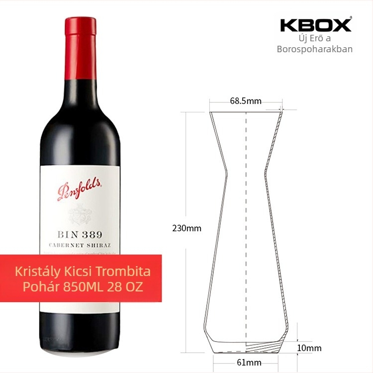 KBOX kristály dekanter logótestreszabással, bár italadagoló, 801–900 ml, fehér, színes dobozos csomagolás