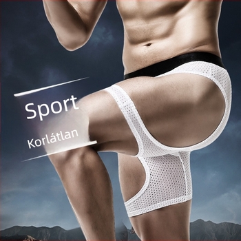 Férfi Ice Silk boxer brief, dörzsölésmentes, hálós mintával, hosszított fazon, plusz méret, sporthoz és futáshoz