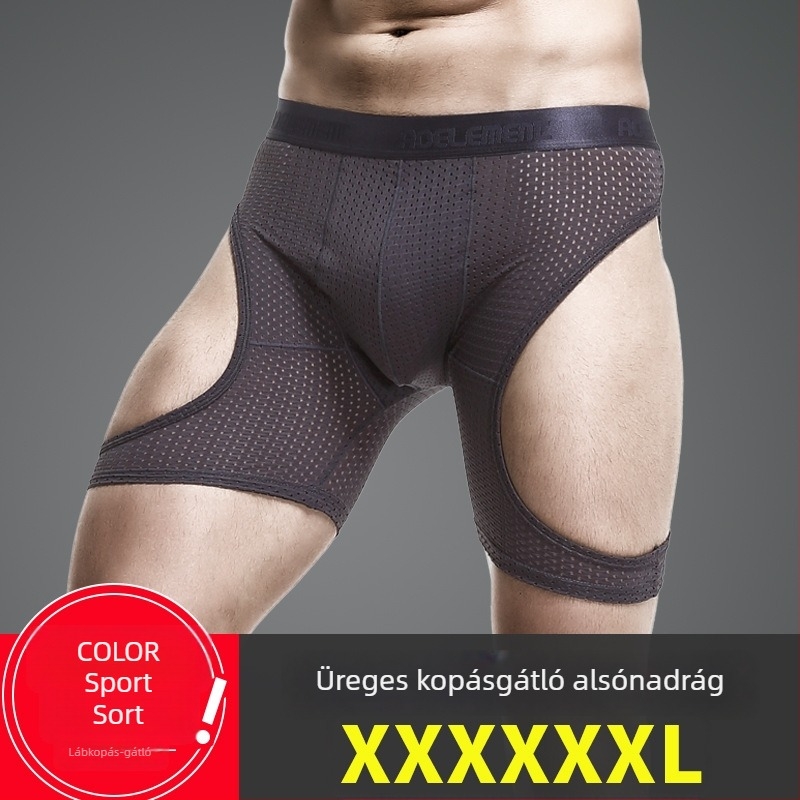 Férfi Ice Silk boxer brief, dörzsölésmentes, hálós mintával, hosszított fazon, plusz méret, sporthoz és futáshoz