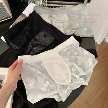 Retro barna medve jacquard csipke férfi boxerek, 10A antibakteriális, kamelia illatú и Mulberry Silk