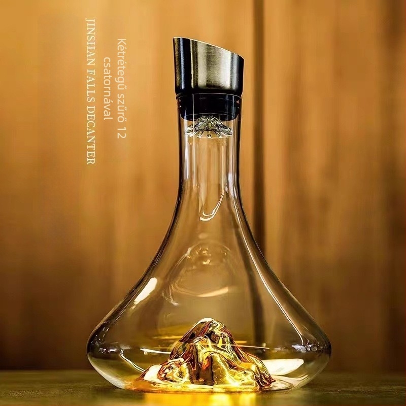 Otthoni használatra tervezett dekantáló, európai stílusú, fedéllel, kettős rétegű szűréssel, üveg 1800 ml