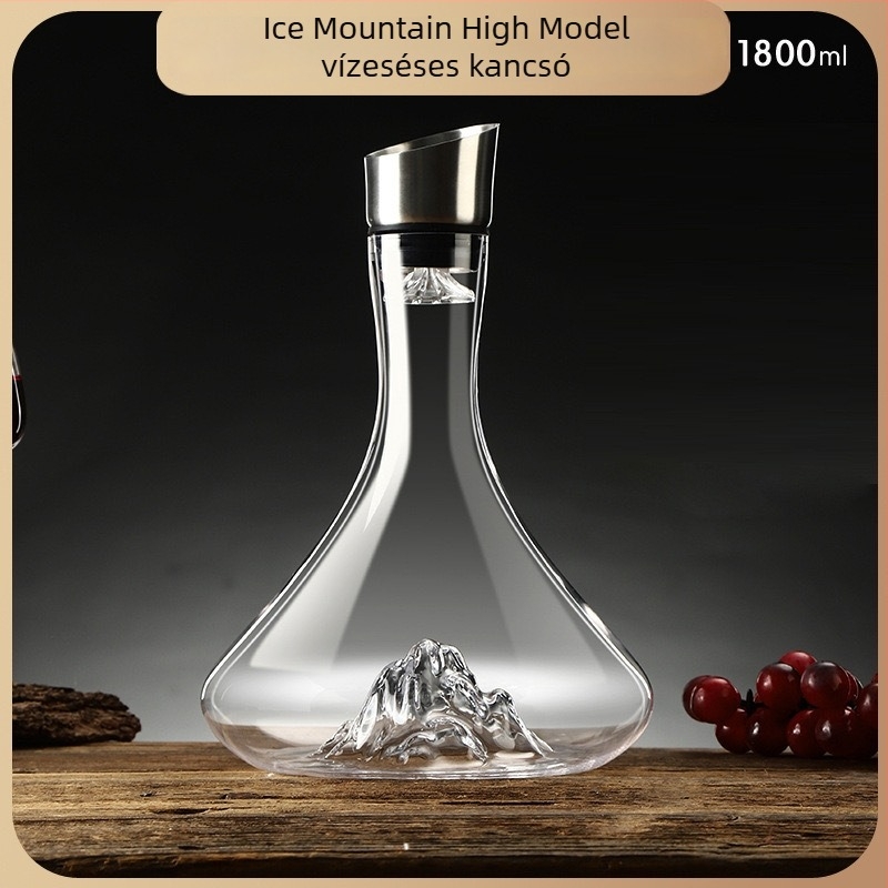 Otthoni használatra tervezett dekantáló, európai stílusú, fedéllel, kettős rétegű szűréssel, üveg 1800 ml
