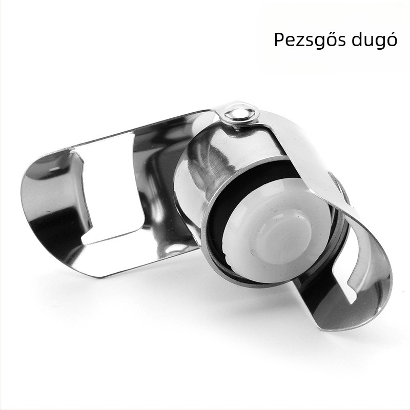 Rozsdamentes acélból készült rövid nyakú pezsgődugó, fém pezsgődugó, összecsukható dugó borhoz