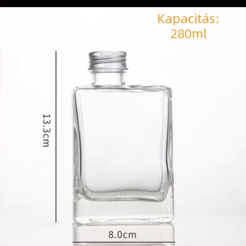 Üveges borosüveg, üres, otthoni erjesztésre alkalmas, négyszögletes, 200 ml vagy 280 ml, fa dugóval.