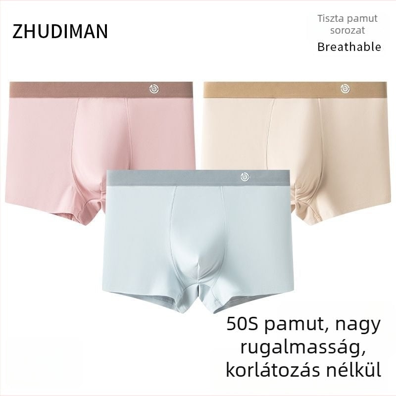 50 darab férfi pamut fésült boxeralsó, középmagas derekú, légáteresztő