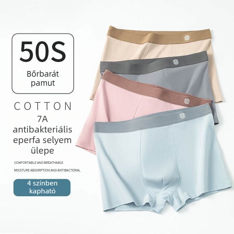 50 darab férfi pamut fésült boxeralsó, középmagas derekú, légáteresztő