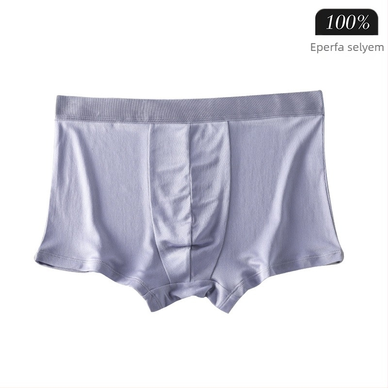 100% mulberry selyem férfi boxerek, kettős rétegű selyem ágyékrész, lélegző, lazább szabás
