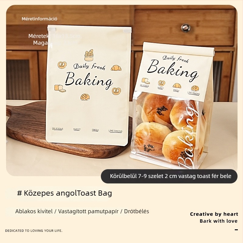 Toast csomagoló tasak, 450 g, önzáró kraft papír tasak, nassolnivalók és étele számára, hordozható csomagolás otthoni sütéshez