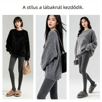 Női őszi-téli koreai stílusú szürke harisnyanadrág, divatos és formázó hatással