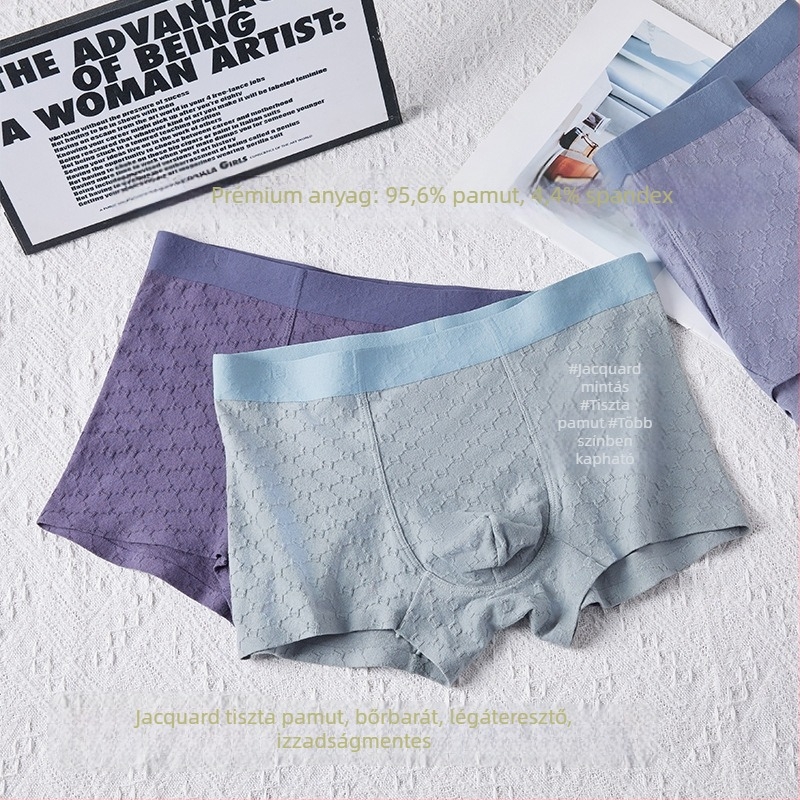 Férfi pamut boxer, 60S pamut, jacquard szövés, középmagas derék